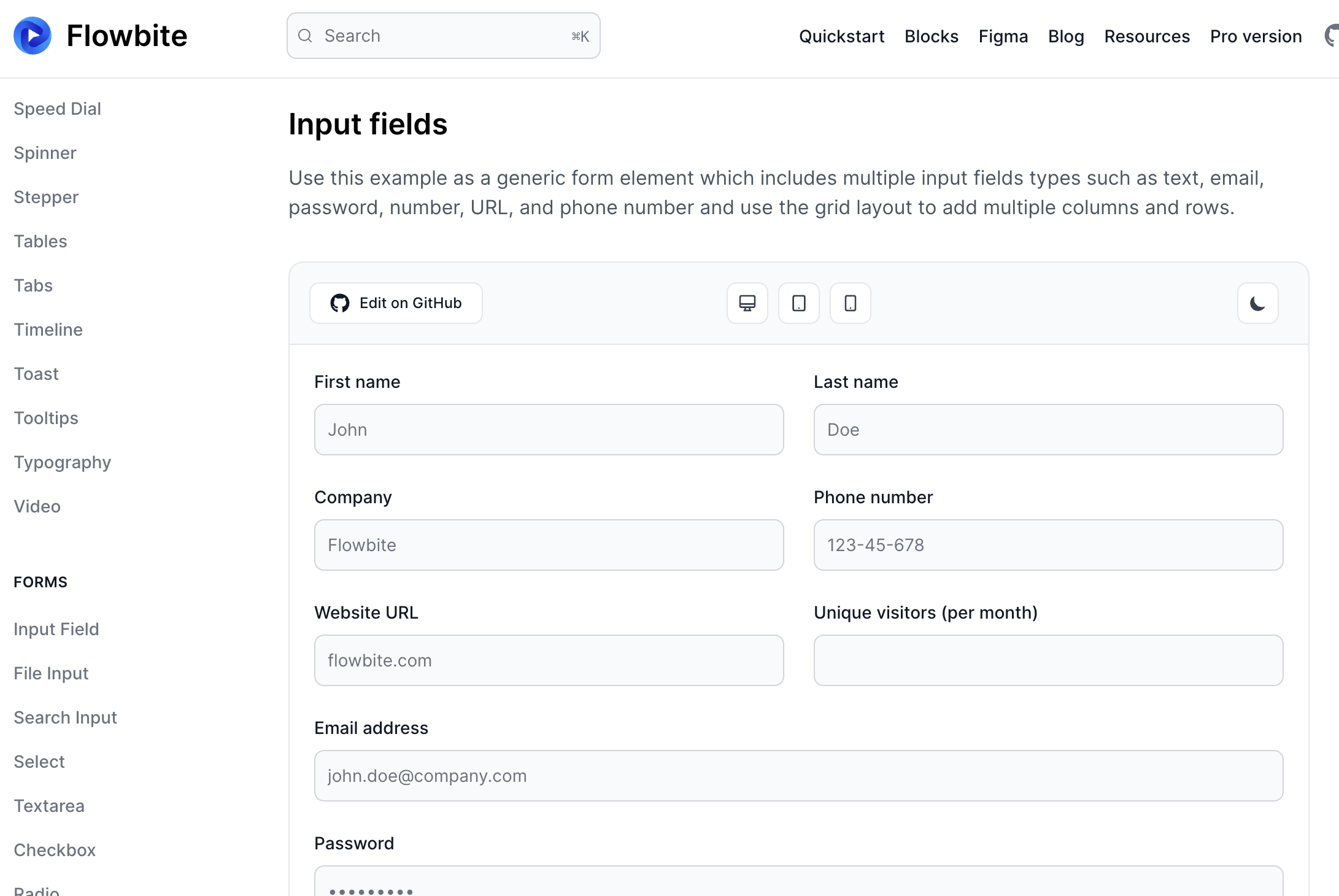 tailwind inputs fields