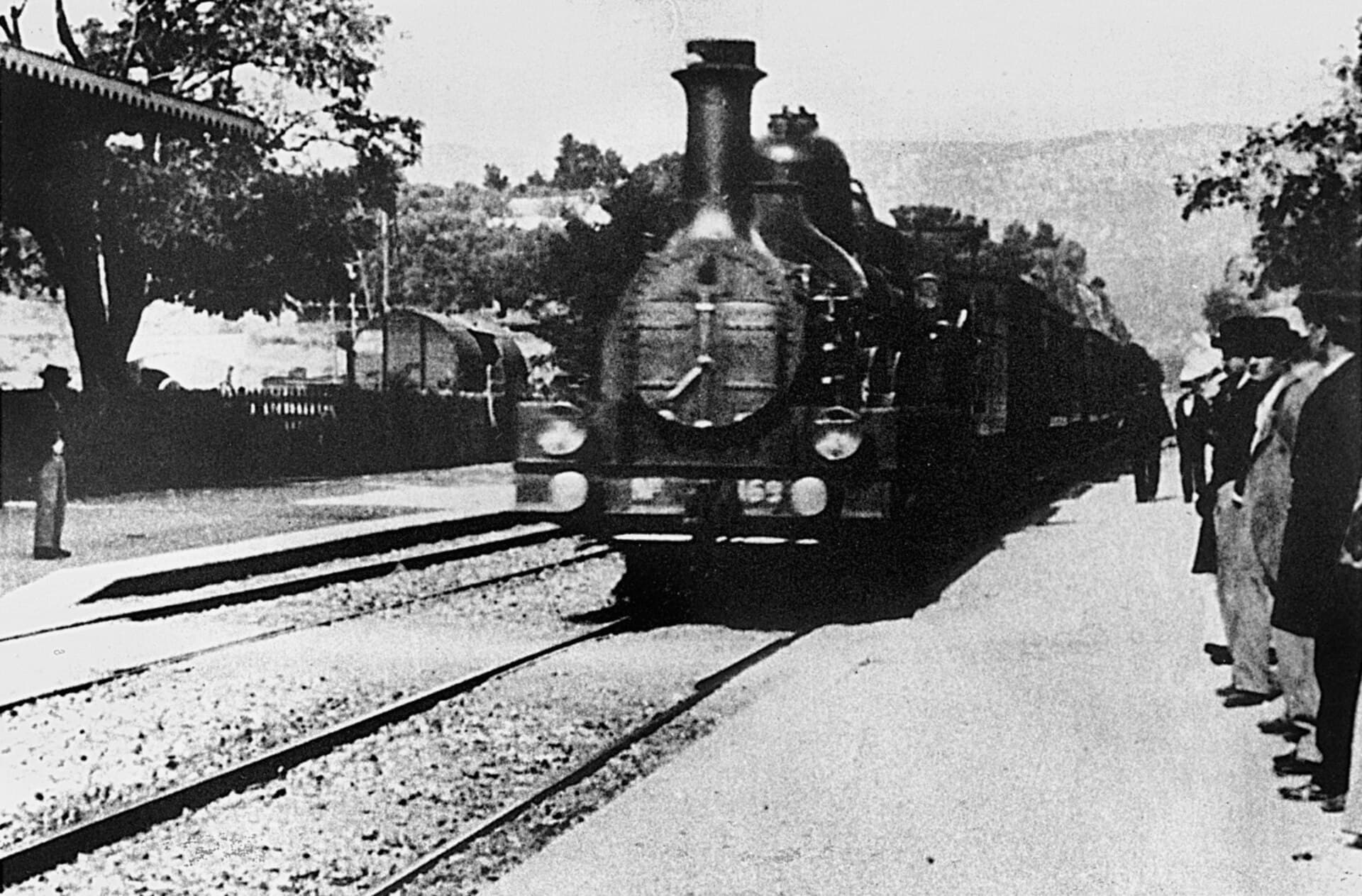 A still from the Lumière film Arrival of a Train at La Ciotat.