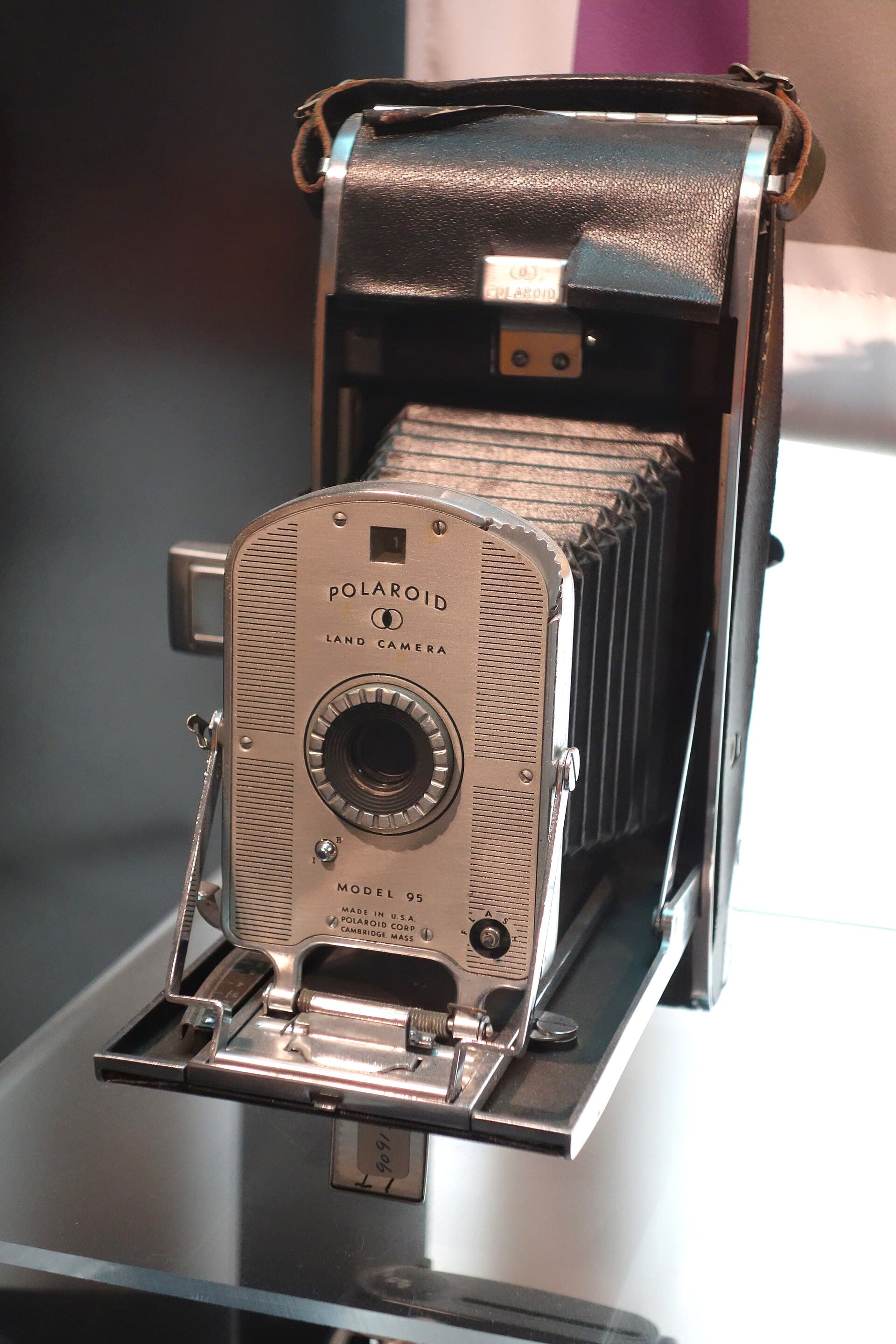 A Polaroid Land Camera Model 95, the first instant camera sold to the public.