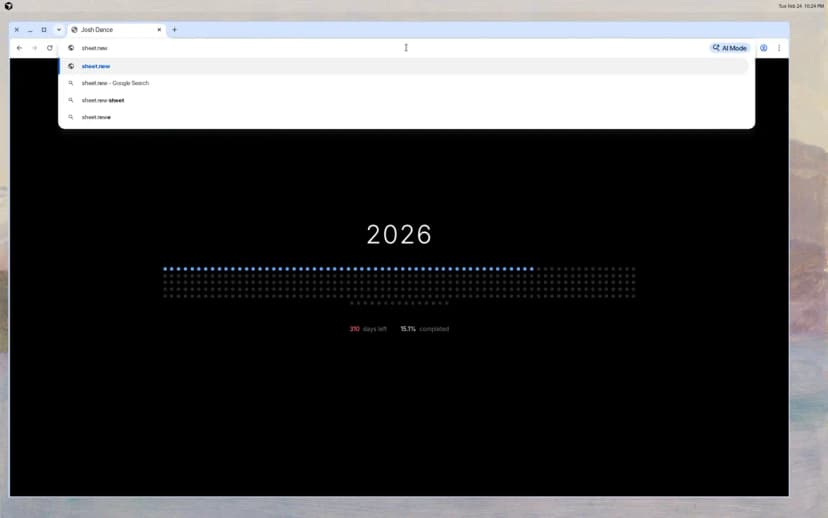 Browser address bar showing sheet.new